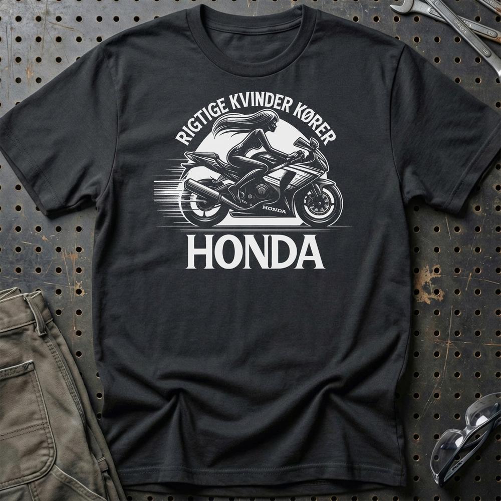 Honda Rigtige Kvinder Kører Honda - Unisex T-Shirt , Bomuld-Beklædning-Honda-Sort-S-Garage Culture Shop- garage - man cave - merchandise