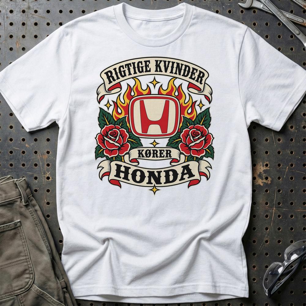 
Produktbillede af Honda Rigtige Kvinder Kører – Roser og Flammer T-Shirt