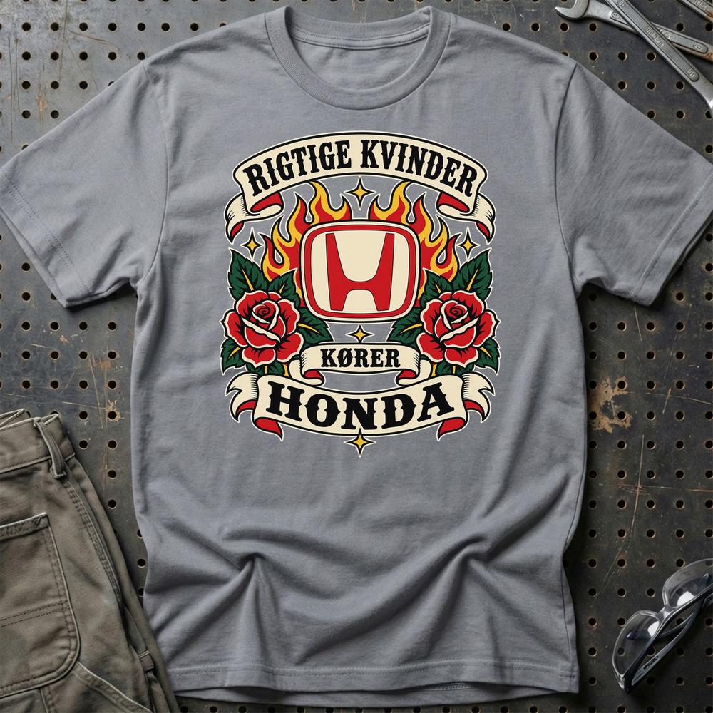 
Produktbillede af Honda Rigtige Kvinder Kører – Roser og Flammer T-Shirt