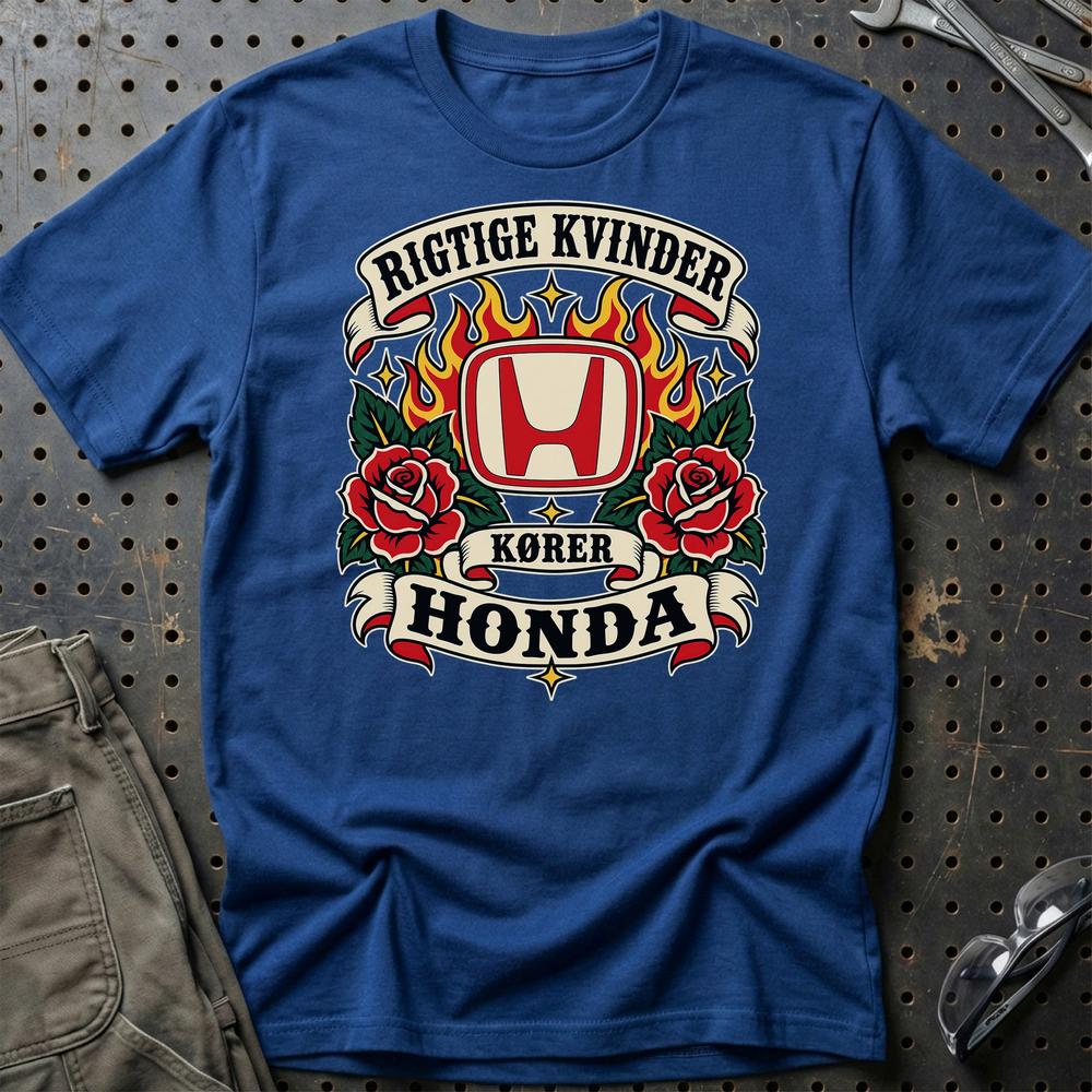 
Produktbillede af Honda Rigtige Kvinder Kører – Roser og Flammer T-Shirt