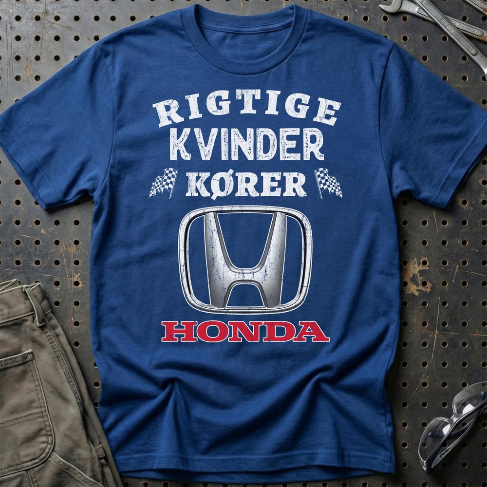 Honda Rigtige Kvinder Kører - Unisex T-Shirt , Bomuld-Beklædning-Honda-Blå Royal-S-Garage Culture Shop- garage - man cave - merchandise