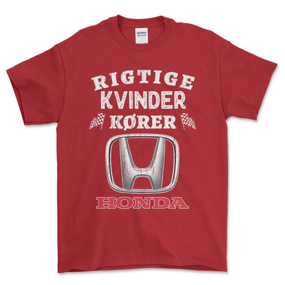 Honda Rigtige Kvinder Kører - Unisex T-Shirt , Bomuld-Beklædning-Honda-Rød-S-Forside-Garage Culture Shop- garage - man cave - merchandise
