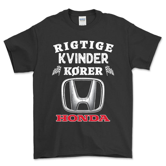 Honda Rigtige Kvinder Kører - Unisex T-Shirt , Bomuld-Beklædning-Honda-Sort-S-Forside-Garage Culture Shop- garage - man cave - merchandise