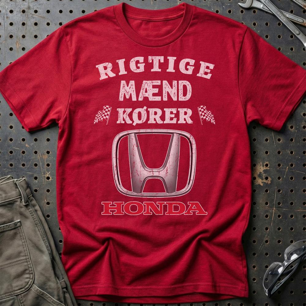 Honda Rigtige Mænd Kører - Unisex T-Shirt , Bomuld-Beklædning-Honda-Rød-S-Garage Culture Shop- garage - man cave - merchandise