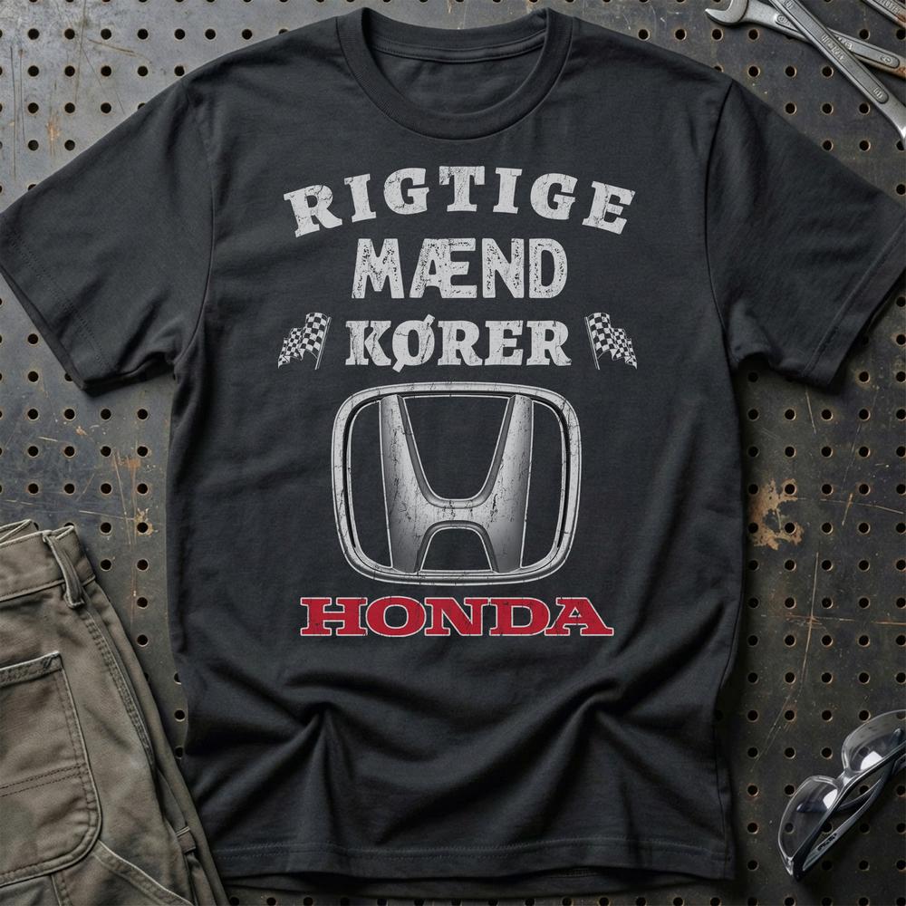 Honda Rigtige Mænd Kører - Unisex T-Shirt , Bomuld-Beklædning-Honda-Sort-S-Garage Culture Shop- garage - man cave - merchandise