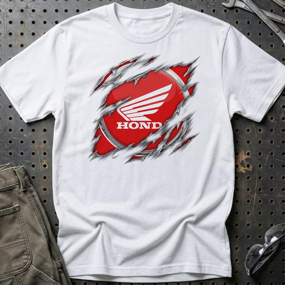 Honda Ripped Unisex T-Shirt , Bomuld-Beklædning-Honda-Hvid-S-Garage Culture Shop- garage - man cave - merchandise