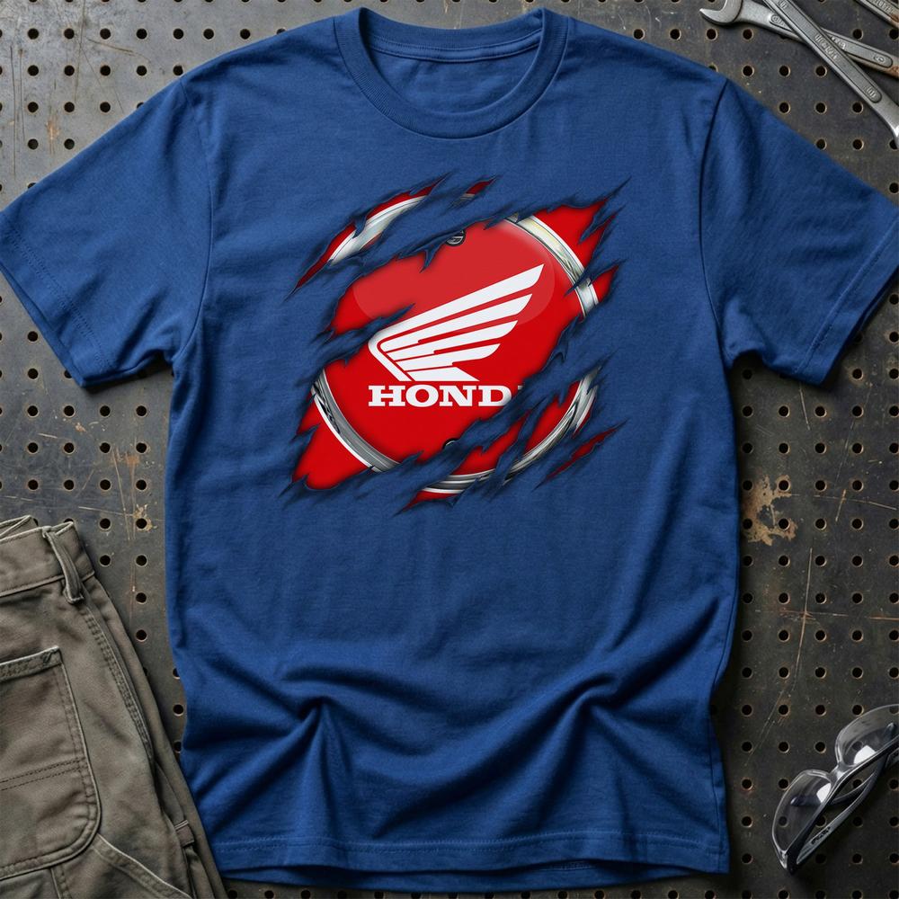 Honda Ripped Unisex T-Shirt , Bomuld-Beklædning-Honda-Blå Royal-S-Garage Culture Shop- garage - man cave - merchandise