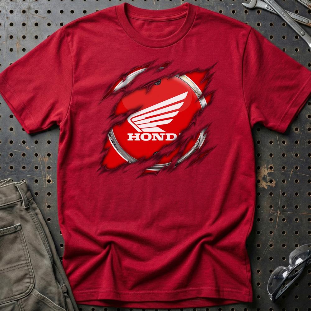 Honda Ripped Unisex T-Shirt , Bomuld-Beklædning-Honda-Rød-S-Garage Culture Shop- garage - man cave - merchandise