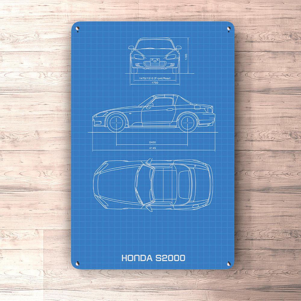 Honda S2000 Blueprint Skilte, Musemåtte, Dørmåtte-Blueprint-Honda-Garage Culture Shop- garage - man cave - merchandise