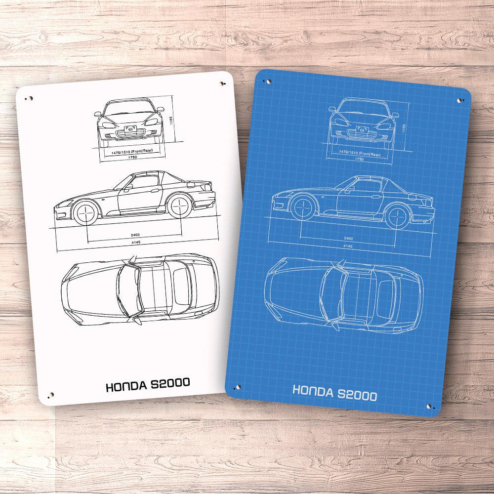 Honda S2000 Blueprint Skilte, Musemåtte, Dørmåtte , Plakat-Blueprint-Honda-Garage Culture Shop- garage - man cave - merchandise