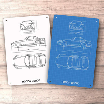 Honda S2000 Blueprint Skilte, Musemåtte, Dørmåtte , Plakat-Blueprint-Honda-Garage Culture Shop- garage - man cave - merchandise