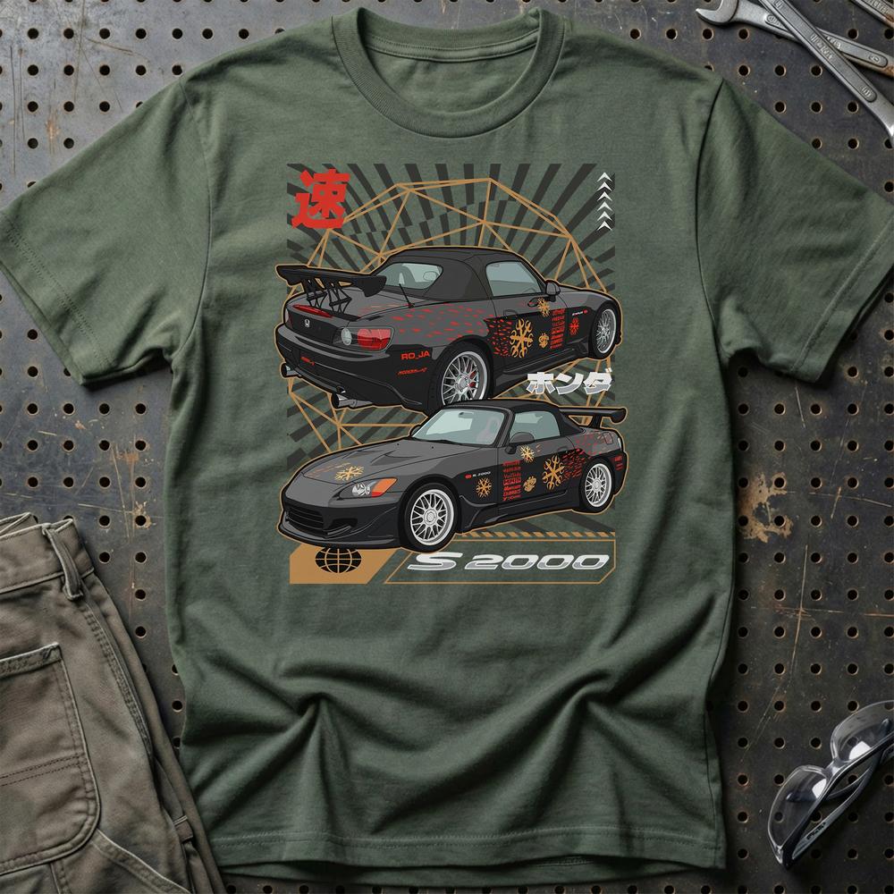 Honda S2000 Fast And Furios Cars - Unisex T-Shirt-Beklædning-Honda-Grøn Militær-S-Garage Culture Shop- garage - man cave - merchandise