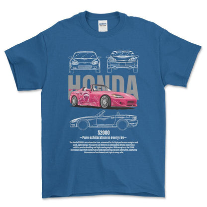 Honda S2000 - Unisex T-Shirt , Bomuld-Beklædning-Honda-Blå Royal-S-Forside-Garage Culture Shop- garage - man cave - merchandise
