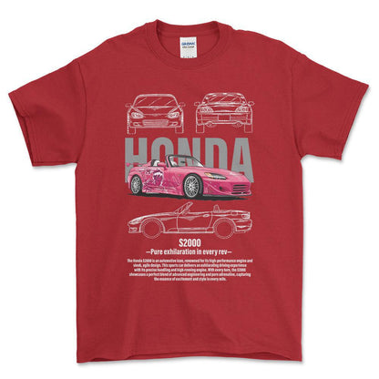 Honda S2000 - Unisex T-Shirt , Bomuld-Beklædning-Honda-Rød-S-Forside-Garage Culture Shop- garage - man cave - merchandise