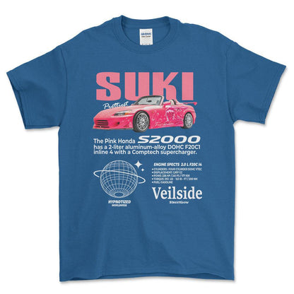Honda S2000 - Unisex T-Shirt , Bomuld-Beklædning-Honda-Blå Royal-S-Forside-Garage Culture Shop- garage - man cave - merchandise