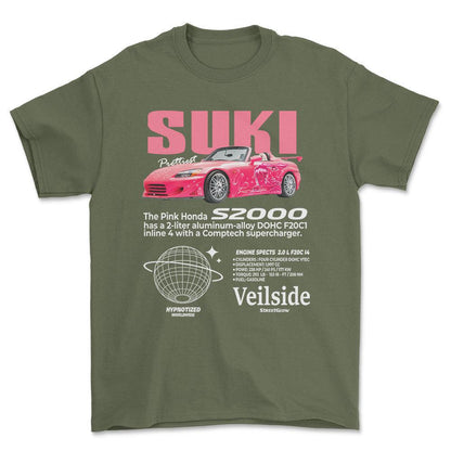 Honda S2000 - Unisex T-Shirt , Bomuld-Beklædning-Honda-Grøn Militær-S-Forside-Garage Culture Shop- garage - man cave - merchandise