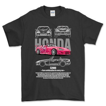 Honda S2000 - Unisex T-Shirt , Bomuld-Beklædning-Honda-Sort-S-Forside-Garage Culture Shop- garage - man cave - merchandise