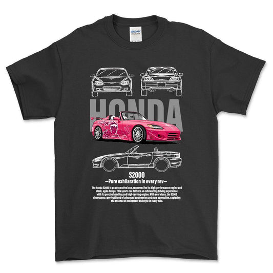 Honda S2000 - Unisex T-Shirt , Bomuld-Beklædning-Honda-Sort-S-Forside-Garage Culture Shop- garage - man cave - merchandise