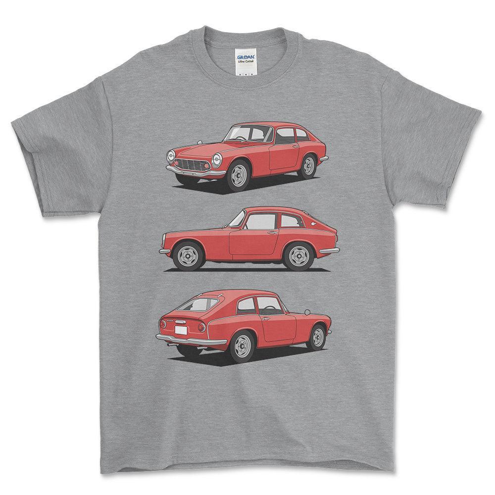Honda S600 Coupe - Unisex T-Shirt-Beklædning-Honda-Grå Sport-S-Forside-Garage Culture Shop- garage - man cave - merchandise