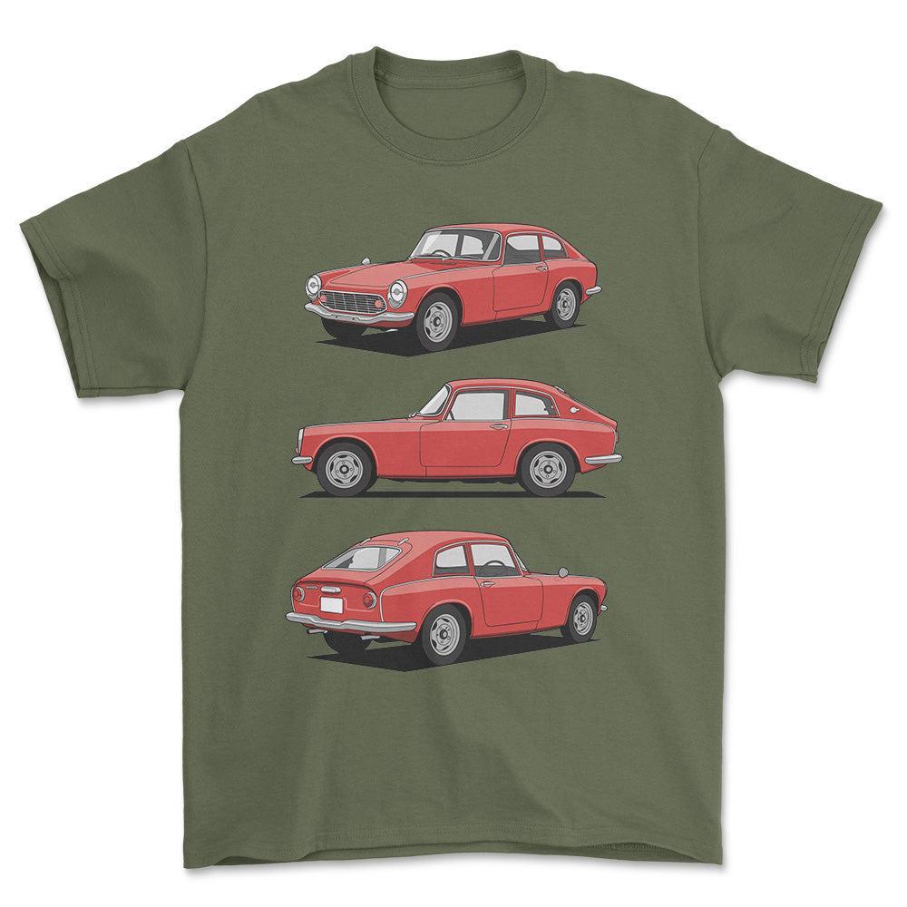 Honda S600 Coupe - Unisex T-Shirt-Beklædning-Honda-Grøn Militær-S-Forside-Garage Culture Shop- garage - man cave - merchandise