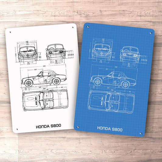 Honda S800 Blueprint Skilte, Musemåtte, Dørmåtte , Plakat-Blueprint-Honda-Garage Culture Shop- garage - man cave - merchandise
