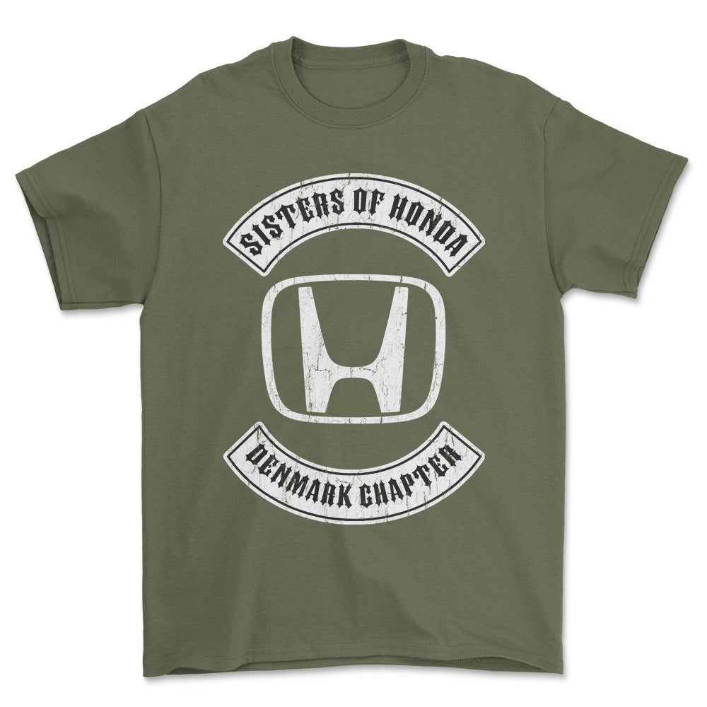 Honda Sisters Of Honda Denmark Chapter T-Shirt-Beklædning-Honda-Grøn Militær-S-Garage Culture Shop- garage - man cave - merchandise