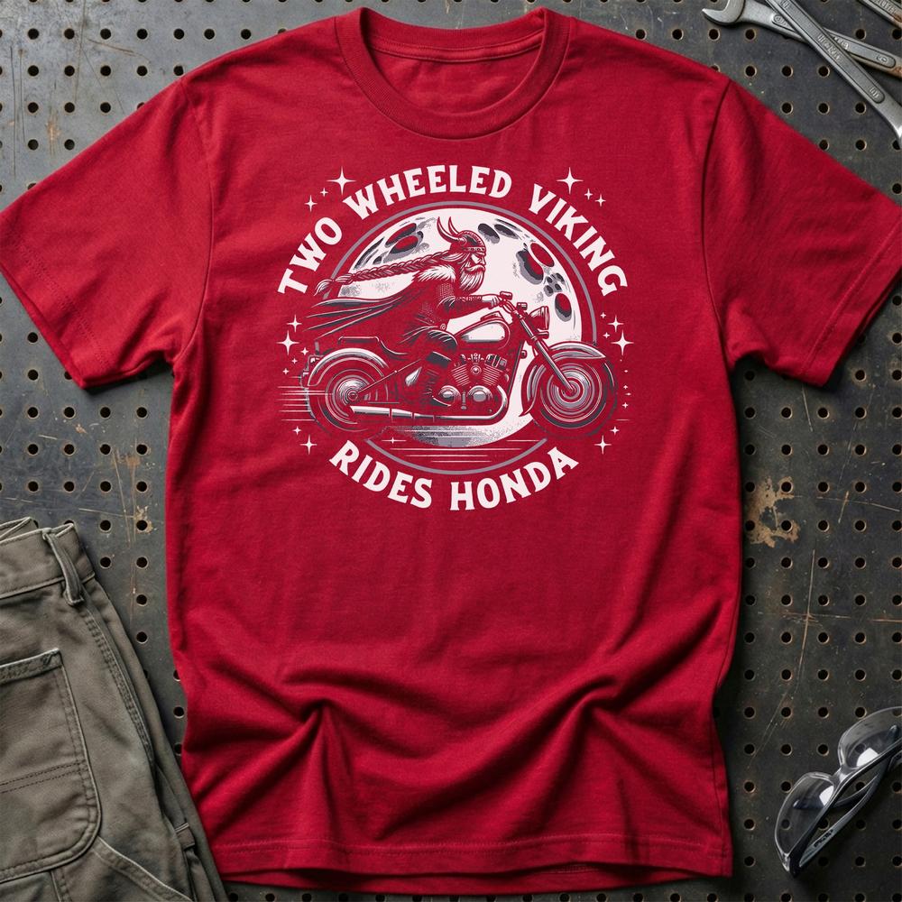 Honda Two Wheeled Viking Rides Honda T-Shirt-Beklædning-Honda-Rød-S-Garage Culture Shop- garage - man cave - merchandise