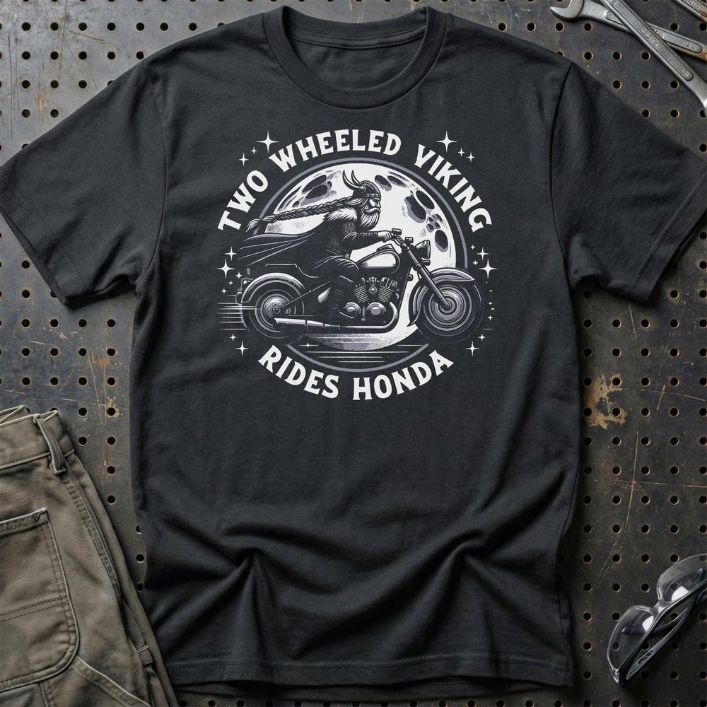 Honda Two Wheeled Viking Rides Honda T-Shirt-Beklædning-Honda-Sort-S-Garage Culture Shop- garage - man cave - merchandise