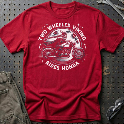 Honda Two Wheeled Viking Rides Honda - Unisex T-Shirt , Bomuld-Beklædning-Honda-Rød-S-Garage Culture Shop- garage - man cave - merchandise