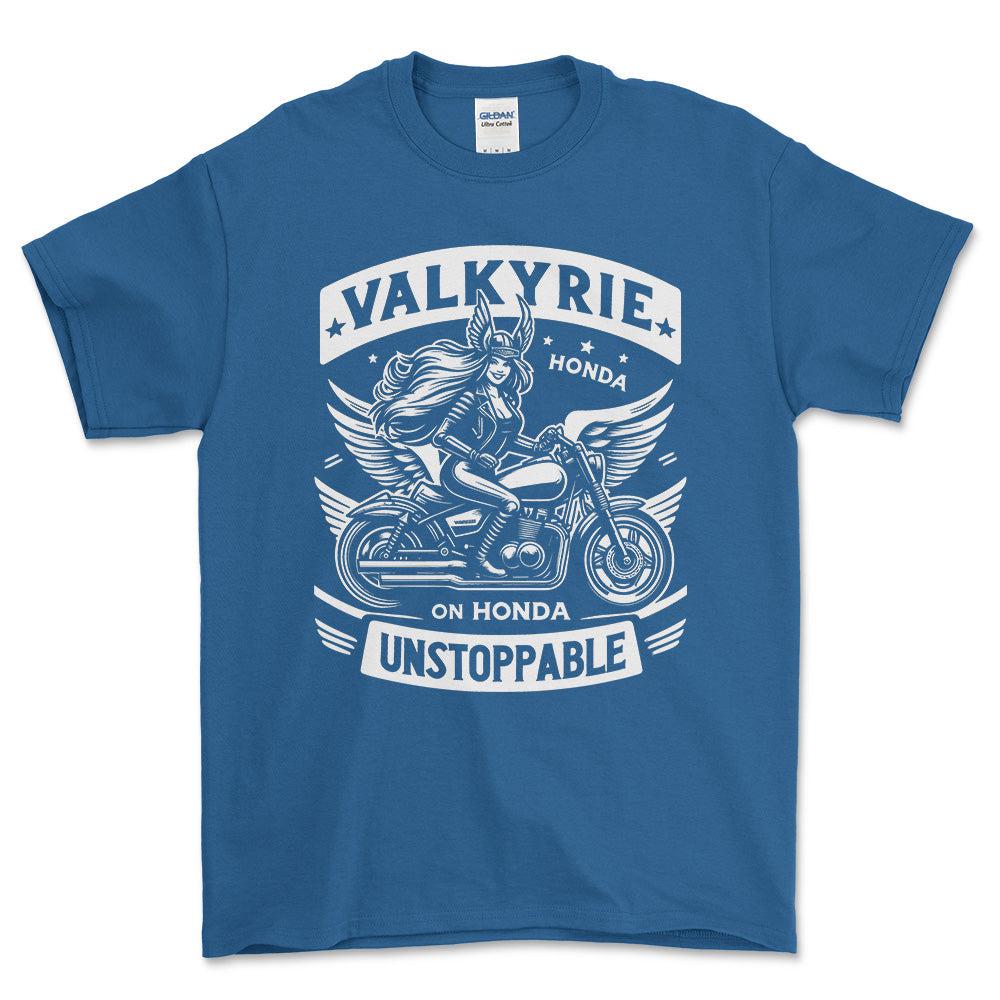 Honda Valkyrie On Honda Unstoppable T-Shirt-Beklædning-Honda-Blå Royal-S-Garage Culture Shop- garage - man cave - merchandise
