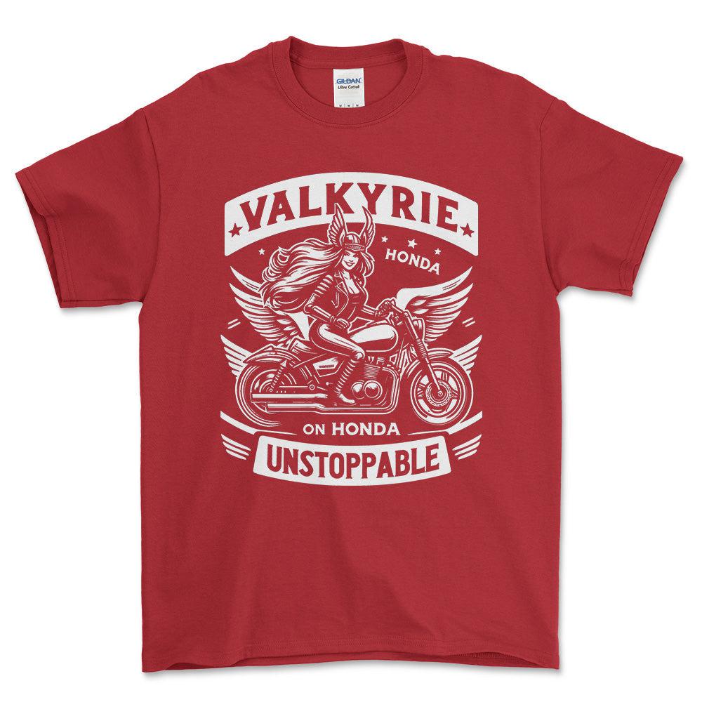 Honda Valkyrie On Honda Unstoppable T-Shirt-Beklædning-Honda-Rød-S-Garage Culture Shop- garage - man cave - merchandise