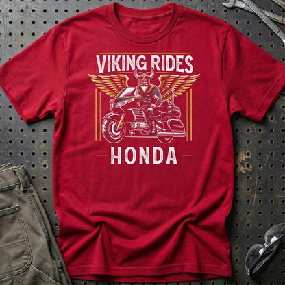 Honda Viking Rides Honda Goldwing - Unisex T-Shirt , Bomuld-Beklædning-Honda-Rød-S-Garage Culture Shop- garage - man cave - merchandise