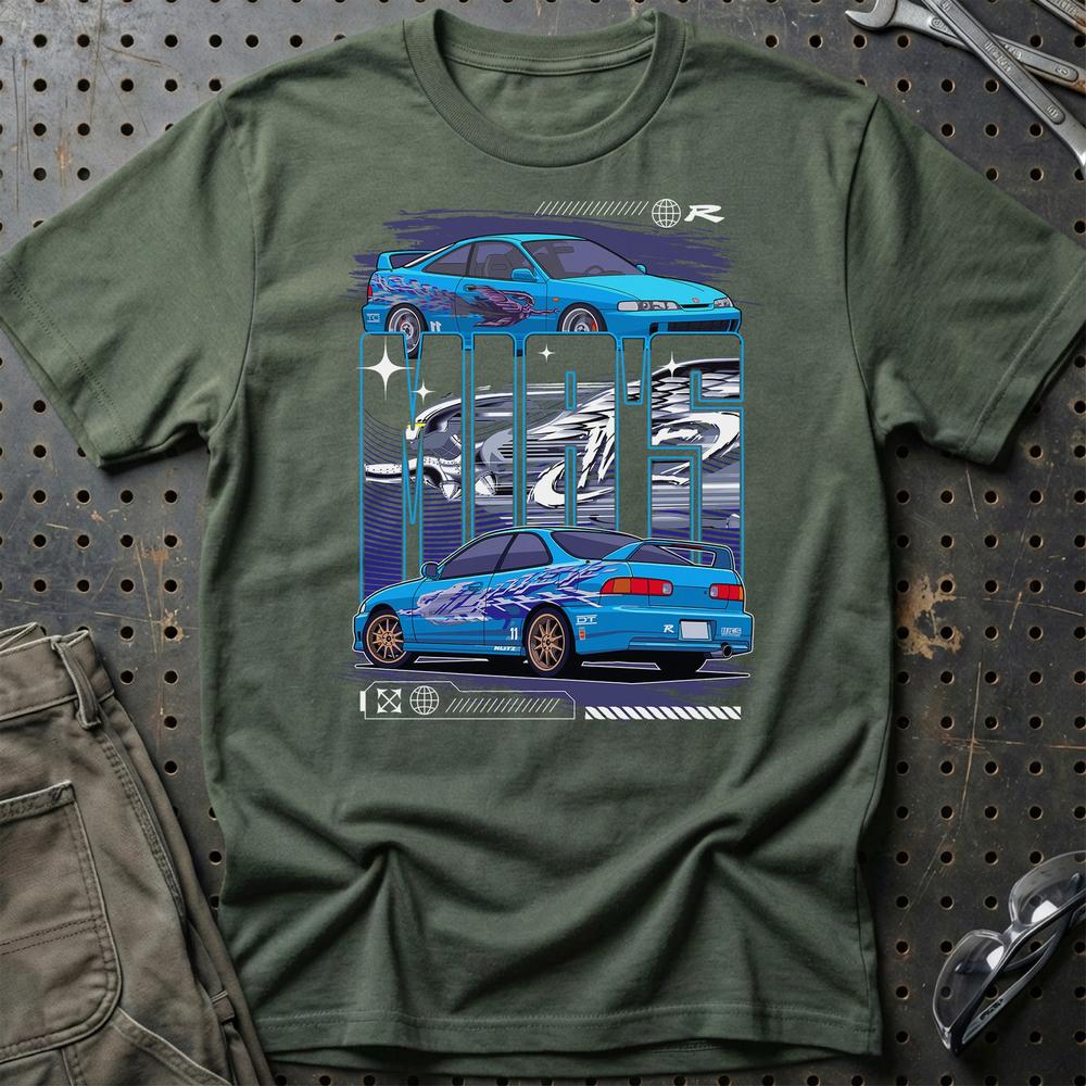 Honda integra Mias Fast And Furios Cars - Unisex T-Shirt-Beklædning-Honda-Grøn Militær-S-Garage Culture Shop- garage - man cave - merchandise