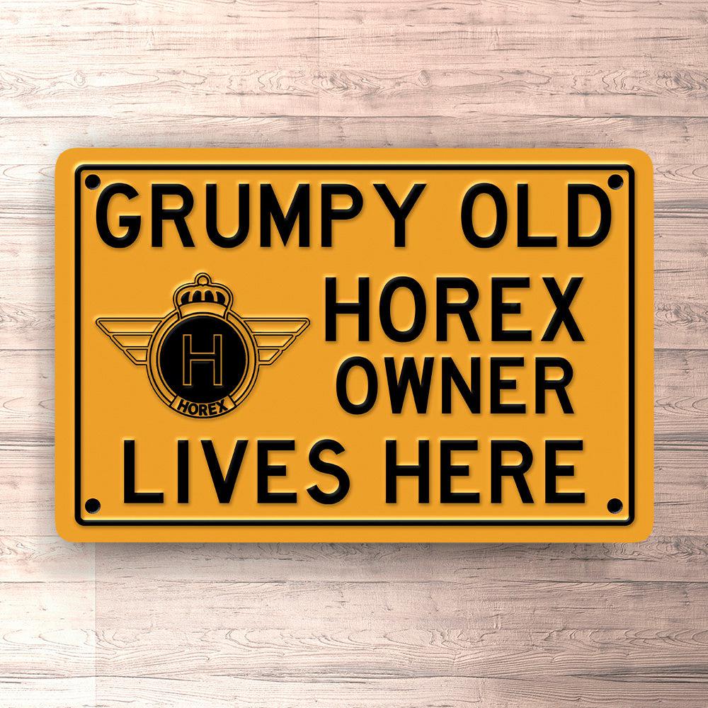 Horex Grumpy Old Horex Owner Lives Here Skilte, Musemåtte, Dørmåtte-Skilte-Horex-Garage Culture Shop- garage - man cave - merchandise