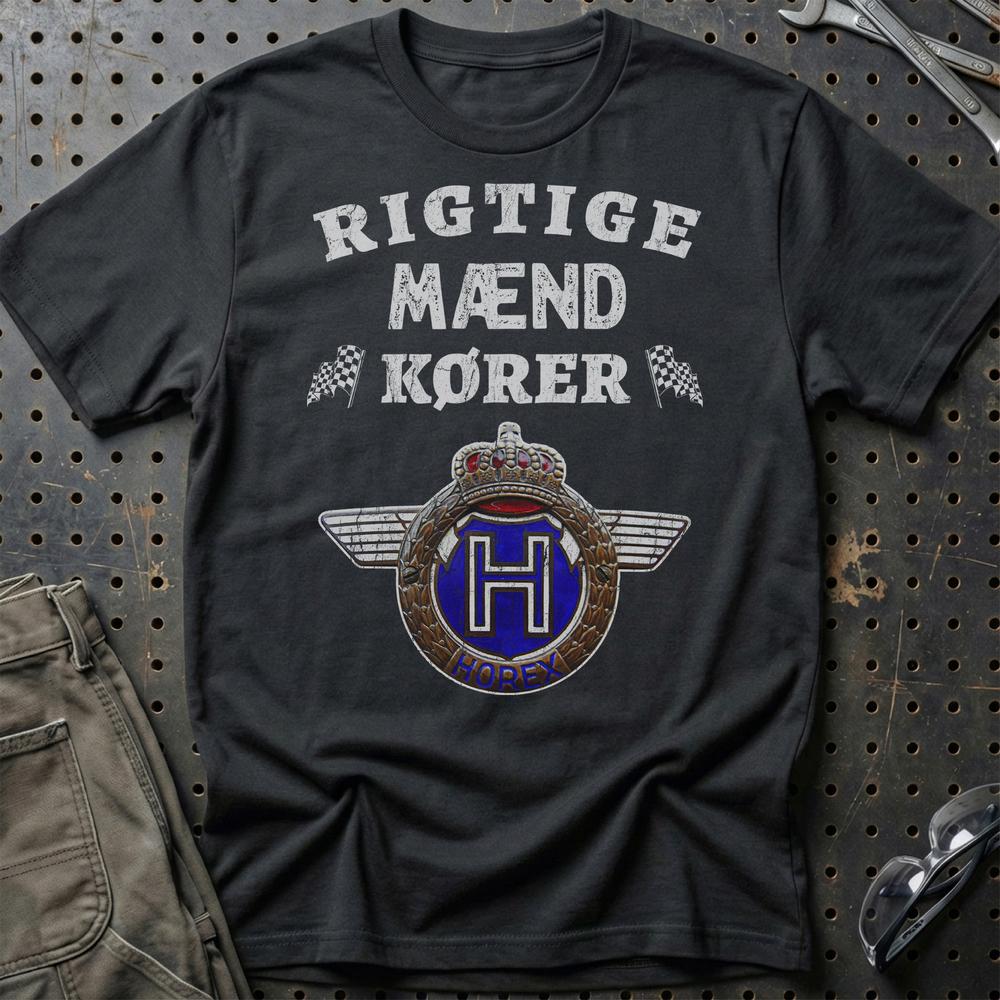 Horex Rigtige Mænd Kører T-Shirt-Beklædning-Horex-Sort-S-Garage Culture Shop- garage - man cave - merchandise