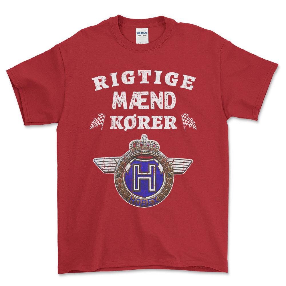 Horex Rigtige Mænd Kører - Unisex T-Shirt , Bomuld-Beklædning-Horex-Rød-S-Forside-Garage Culture Shop- garage - man cave - merchandise
