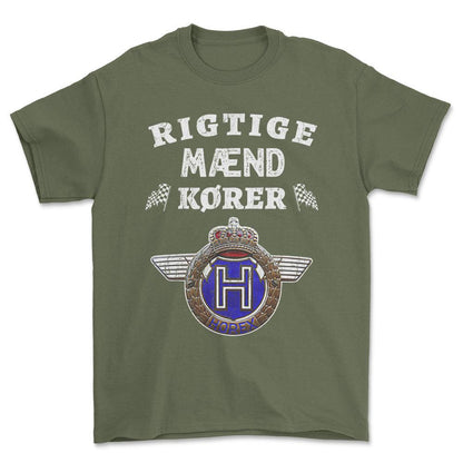 Horex Rigtige Mænd Kører - Unisex T-Shirt , Bomuld-Beklædning-Horex-Grøn Militær-S-Forside-Garage Culture Shop- garage - man cave - merchandise