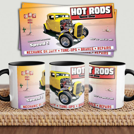 Hot Rod "To Toner" Vintage Keramisk Krus-Krus-Ford-Garage Culture Shop- garage - man cave - merchandise
