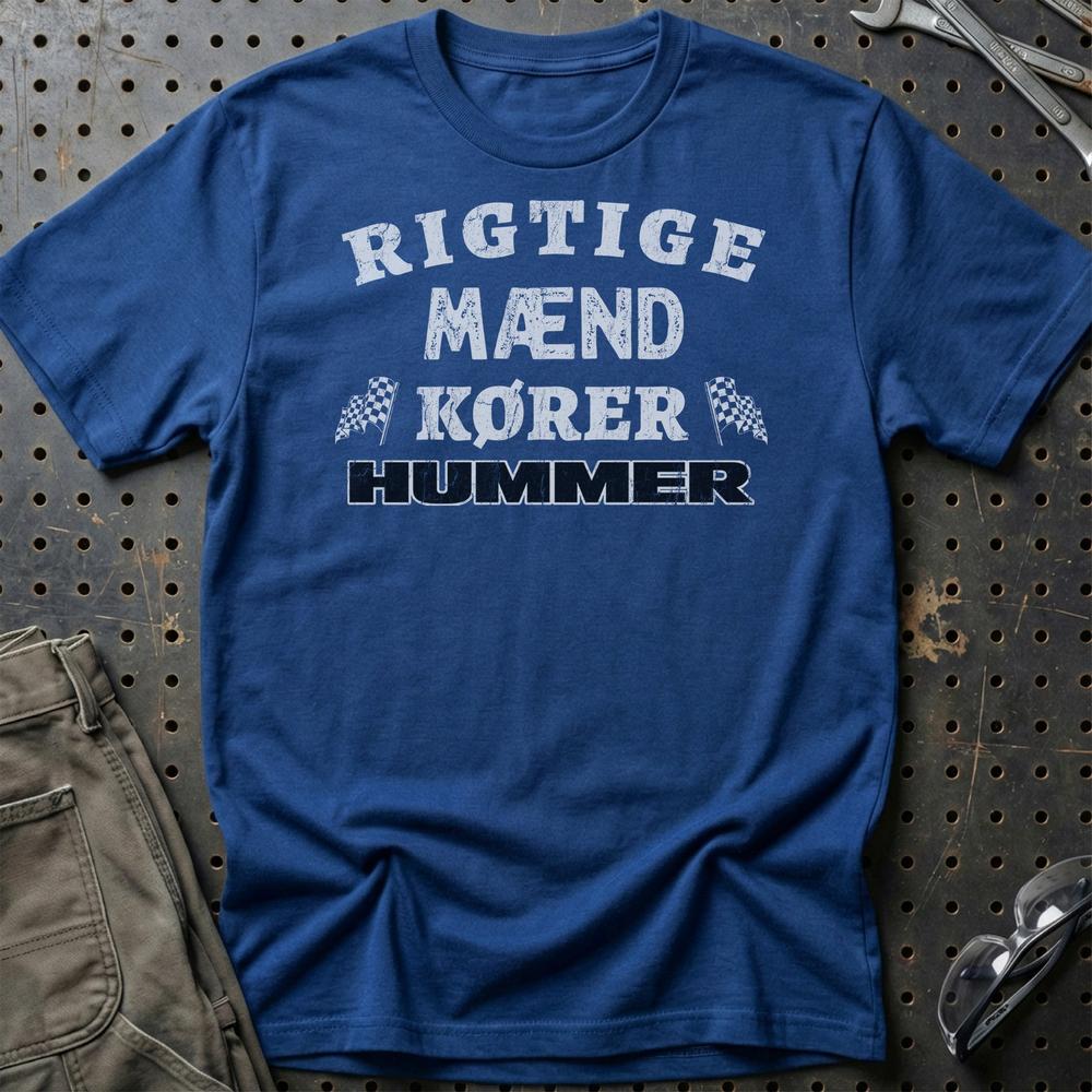 Hummer Rigtige Mænd Kører T-Shirt-Beklædning-Hummer-Blå Royal-S-Garage Culture Shop- garage - man cave - merchandise