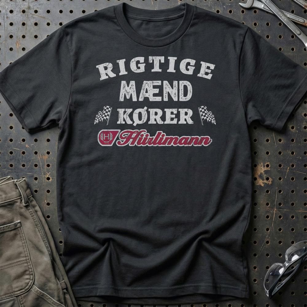 Hurlimann Rigtige Mænd Kører T-Shirt-Beklædning-Hürlimann-Sort-S-Garage Culture Shop- garage - man cave - merchandise