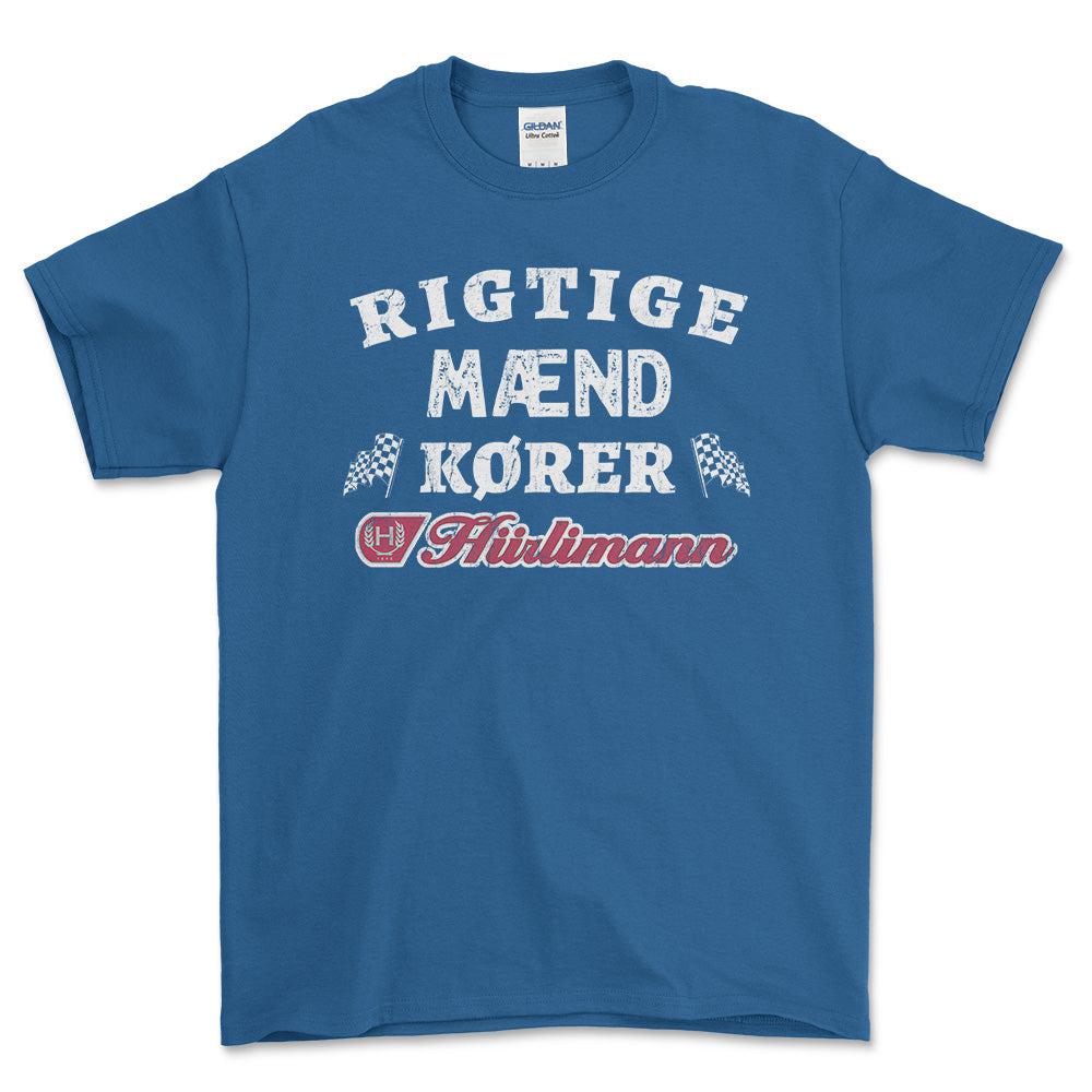 Hurlimann Rigtige Mænd Kører - Unisex T-Shirt , Bomuld-Beklædning-Hürlimann-Blå Royal-S-Forside-Garage Culture Shop- garage - man cave - merchandise