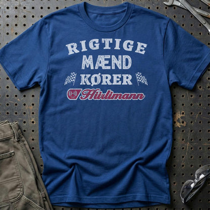 Hurlimann Rigtige Mænd Kører - Unisex T-Shirt , Bomuld-Beklædning-Hürlimann-Blå Royal-S-Garage Culture Shop- garage - man cave - merchandise
