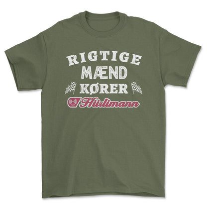 Hurlimann Rigtige Mænd Kører - Unisex T-Shirt , Bomuld-Beklædning-Hürlimann-Grøn Militær-S-Forside-Garage Culture Shop- garage - man cave - merchandise