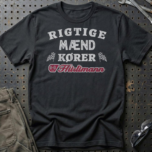 Hurlimann Rigtige Mænd Kører - Unisex T-Shirt , Bomuld-Beklædning-Hürlimann-Sort-S-Garage Culture Shop- garage - man cave - merchandise