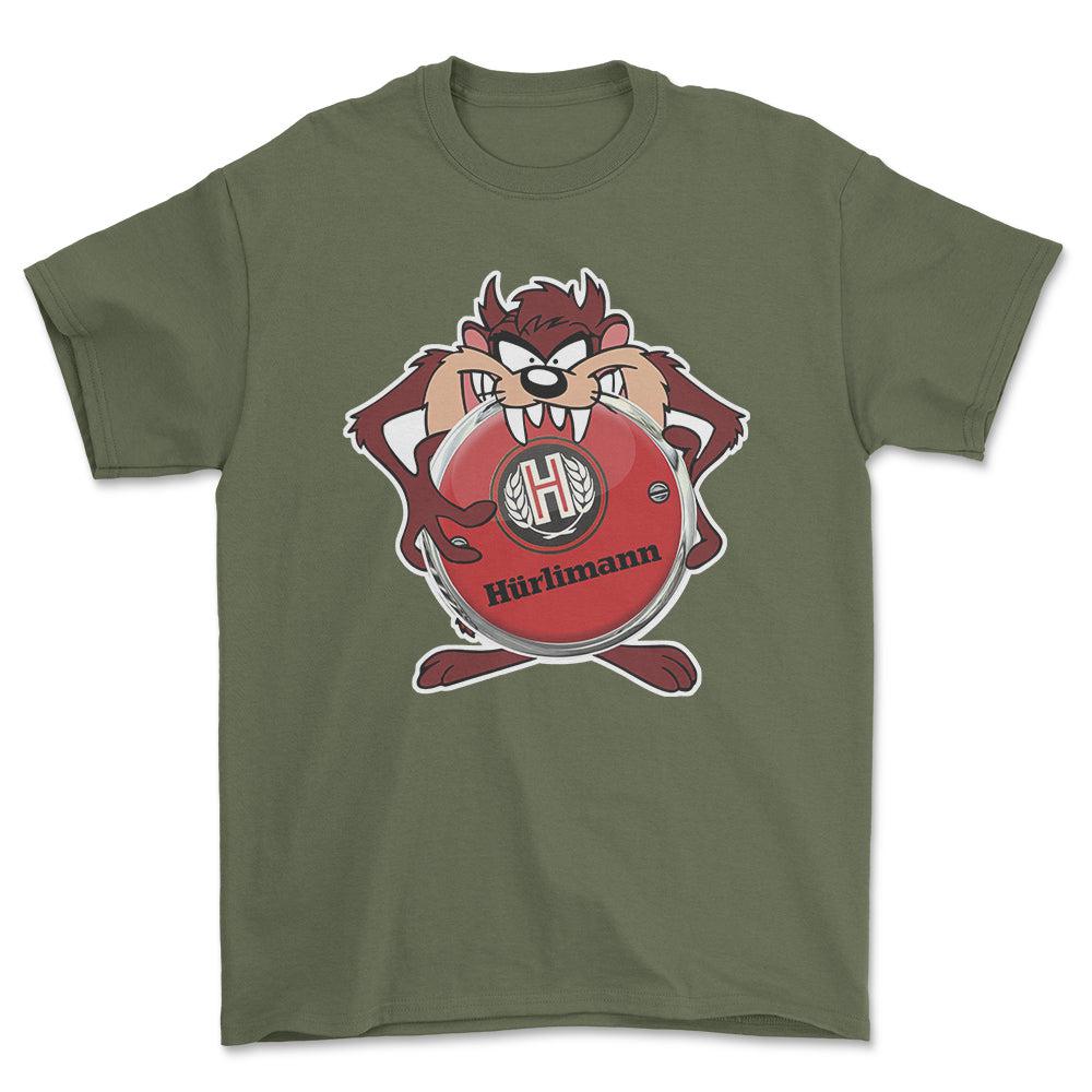 Hurlimann TAZ Unisex T-Shirt , Bomuld-Beklædning-Hurlimann-Grøn Militær-S-Forside-Garage Culture Shop- garage - man cave - merchandise