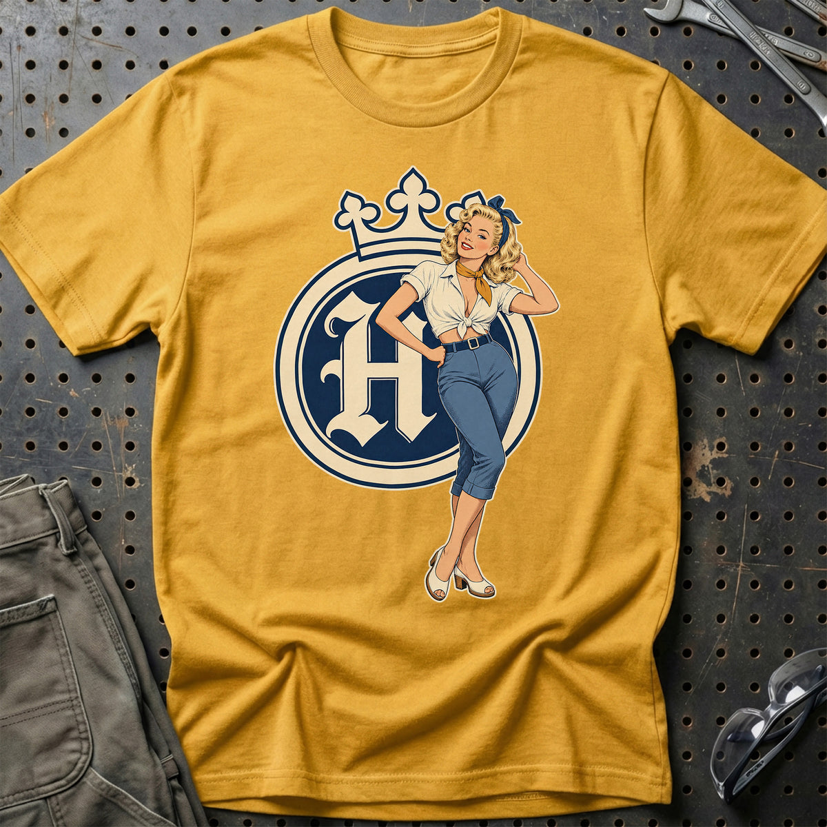 
Produktbillede af Husqvarna Retro Pinup – Blå Bukser T-Shirt