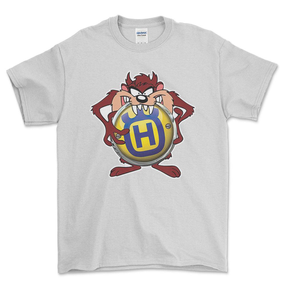 Husqvarna TAZ Unisex T-Shirt , Bomuld-Beklædning-Husqvarna-Hvid-S-Forside-Garage Culture Shop- garage - man cave - merchandise