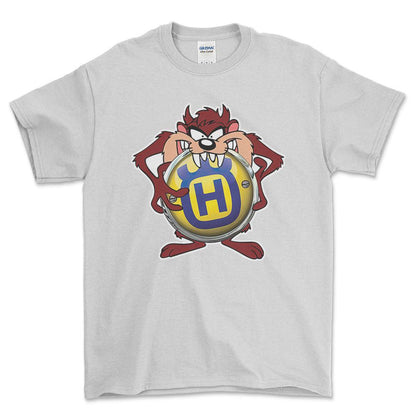 Husqvarna TAZ Unisex T-Shirt , Bomuld-Beklædning-Husqvarna-Hvid-S-Forside-Garage Culture Shop- garage - man cave - merchandise