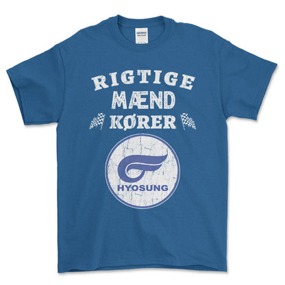Hyosung Rigtige Mænd Kører - Unisex T-Shirt , Bomuld-Beklædning-Hyosung-Blå Royal-S-Forside-Garage Culture Shop- garage - man cave - merchandise