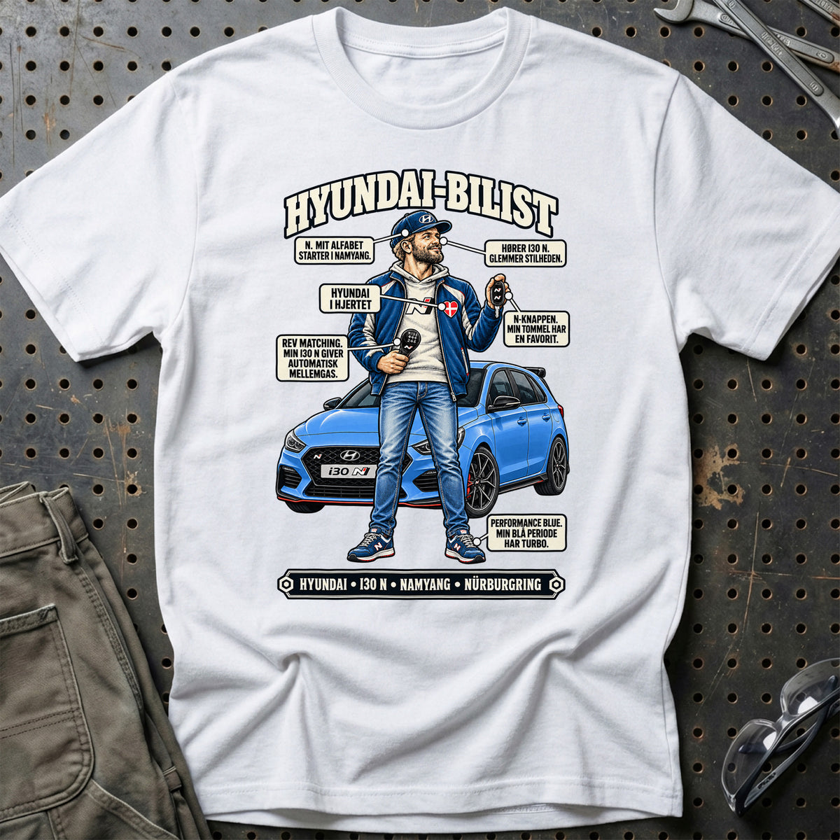 
Hyundai-Bilist T-Shirt – Hvid